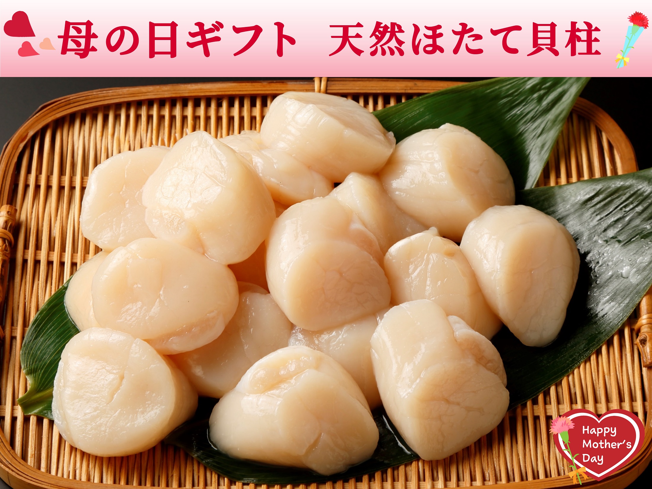 【母の日】道東産・天然ほたて貝柱 Mサイズ500g(お刺身用)